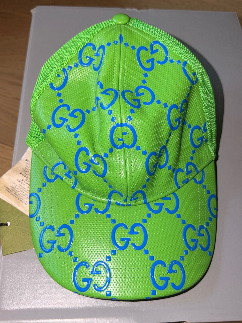 Gucci Bright Green Cap with Blue GG Logo